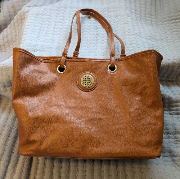 Kate Landry Brown Leather Tote Bag - Picture 1 of 5